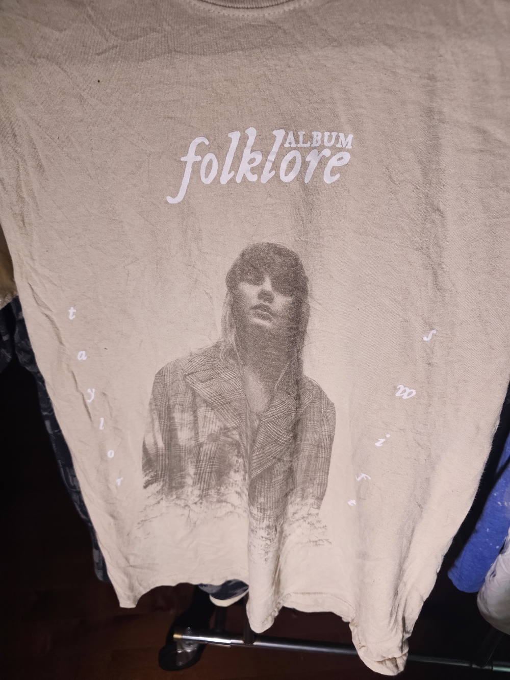 Taylor Swift Beige Crewneck Tee with Subtle Black Print